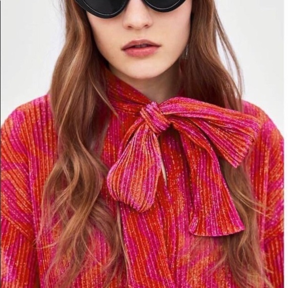 ZARA iridescent pink blouse. NWOT.